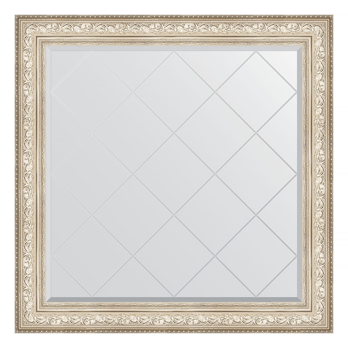 Зеркало с гравировкой в багетной раме Evoform виньетка серебро 109 мм 110x110 см зеркало 45х55 см виньетка античное серебро