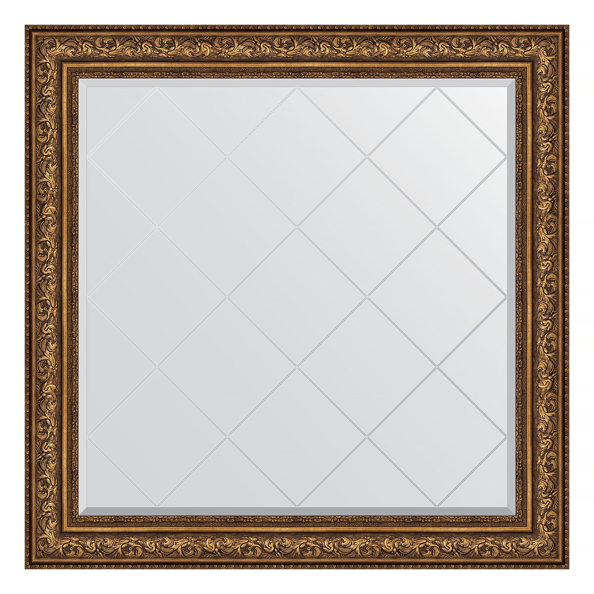 Зеркало с гравировкой в багетной раме Evoform виньетка состаренная бронза 109 мм 110x110 см
