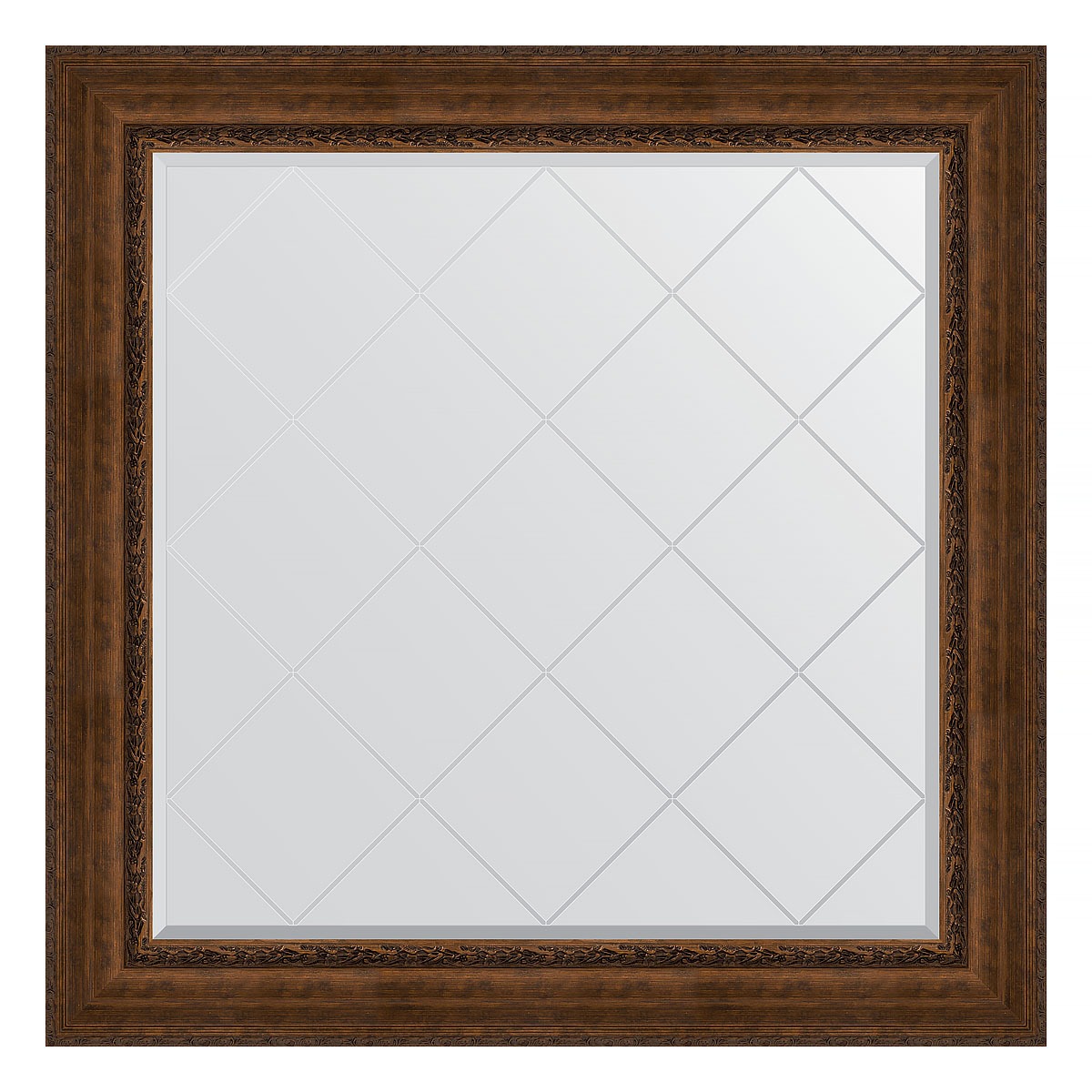 Зеркало с гравировкой в багетной раме Evoform состаренная бронза с орнаментом 120 мм 112x112 см