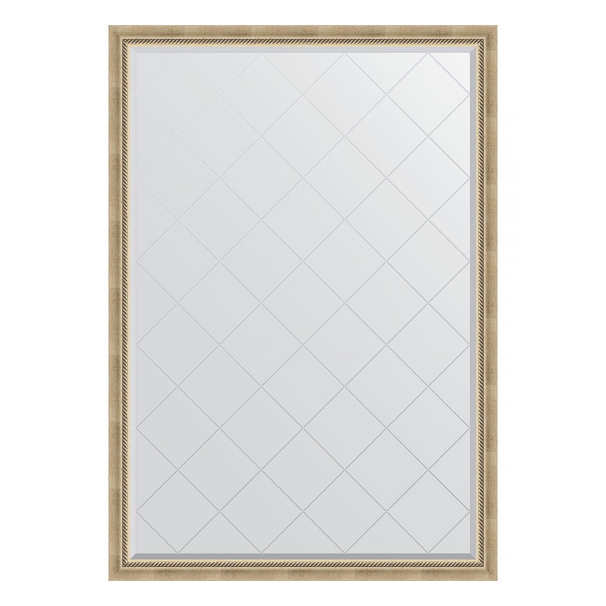 Зеркало с гравировкой в багетной раме Evoform состаренное серебро с плетением 70 мм 128x183 см 36179