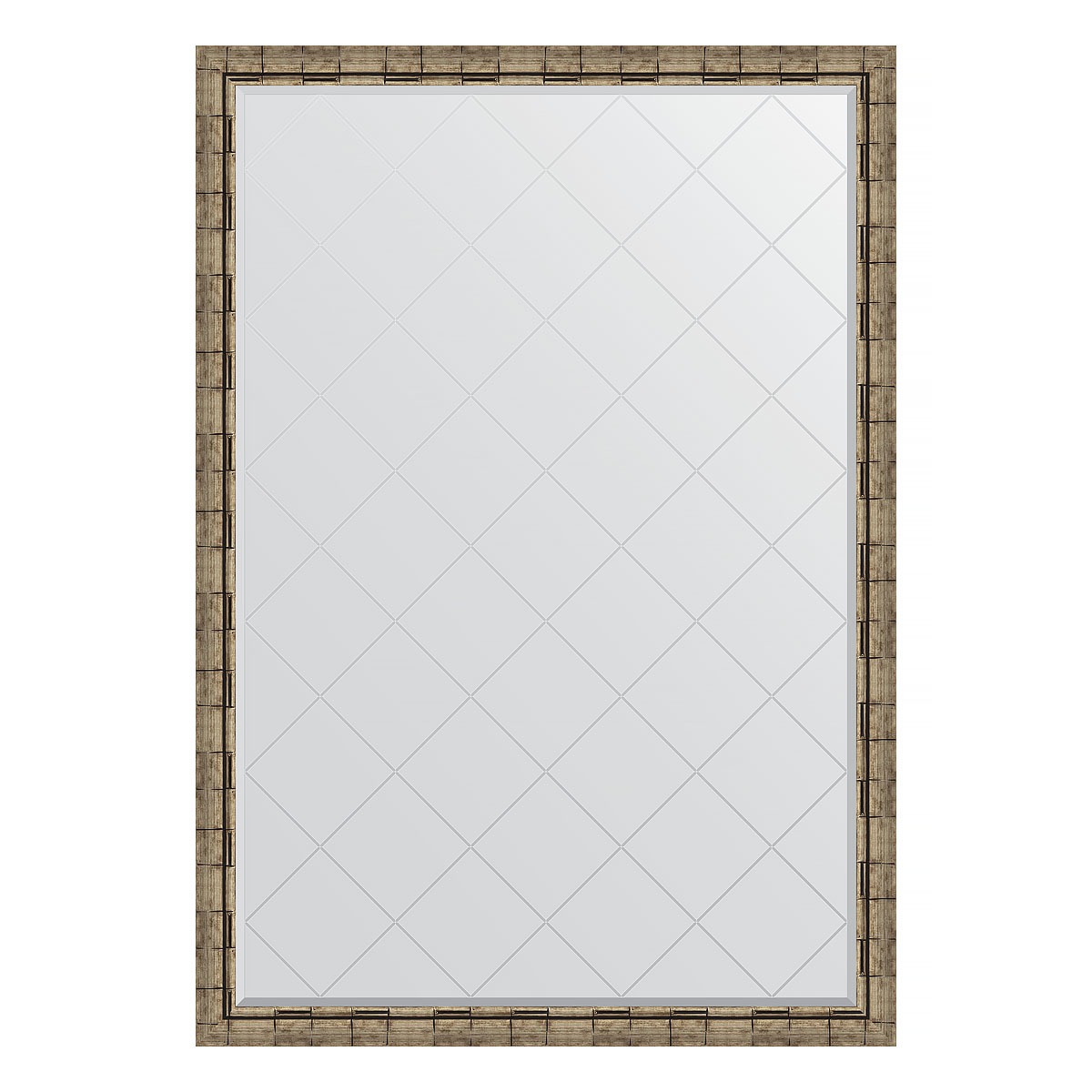 Зеркало с гравировкой в багетной раме Evoform серебряный бамбук 73 мм 128x183 см