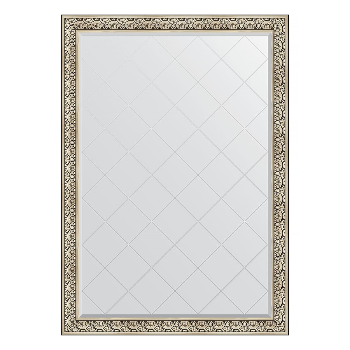 Зеркало с гравировкой в багетной раме Evoform барокко серебро 106 мм 135x190 см зеркало с фацетом в багетной раме evoform барокко серебро 106 мм 70х160 см