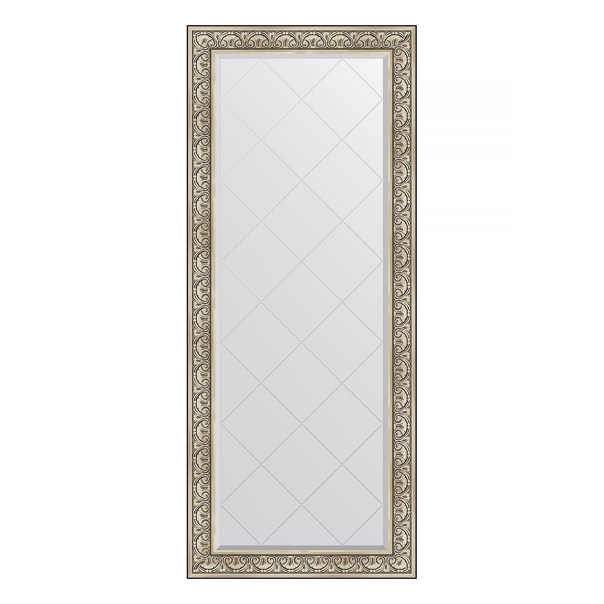 Зеркало напольное с гравировкой в багетной раме Evoform барокко серебро 106 мм 85x205 см 39469