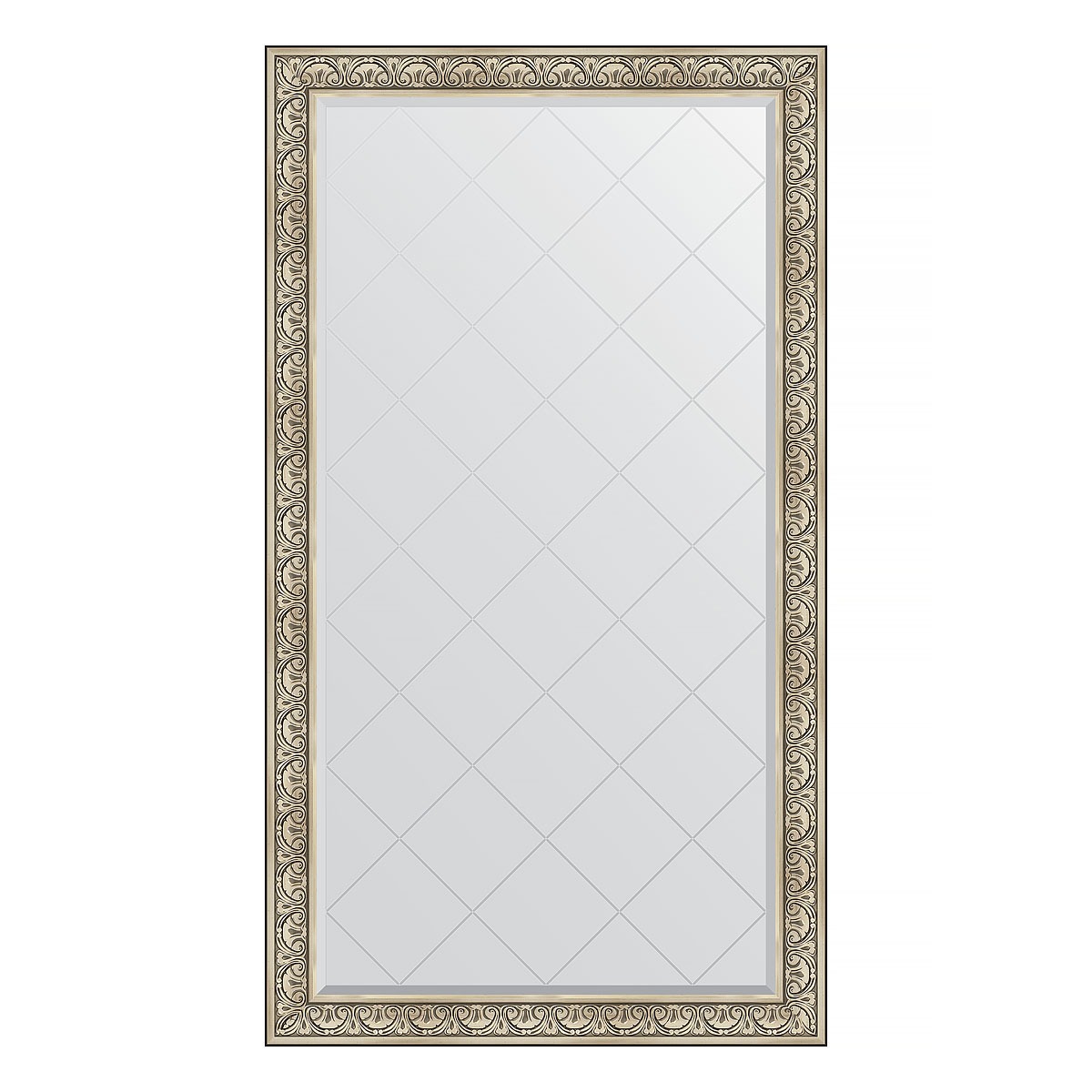 Зеркало напольное с гравировкой в багетной раме Evoform барокко серебро 106 мм 115x205 см