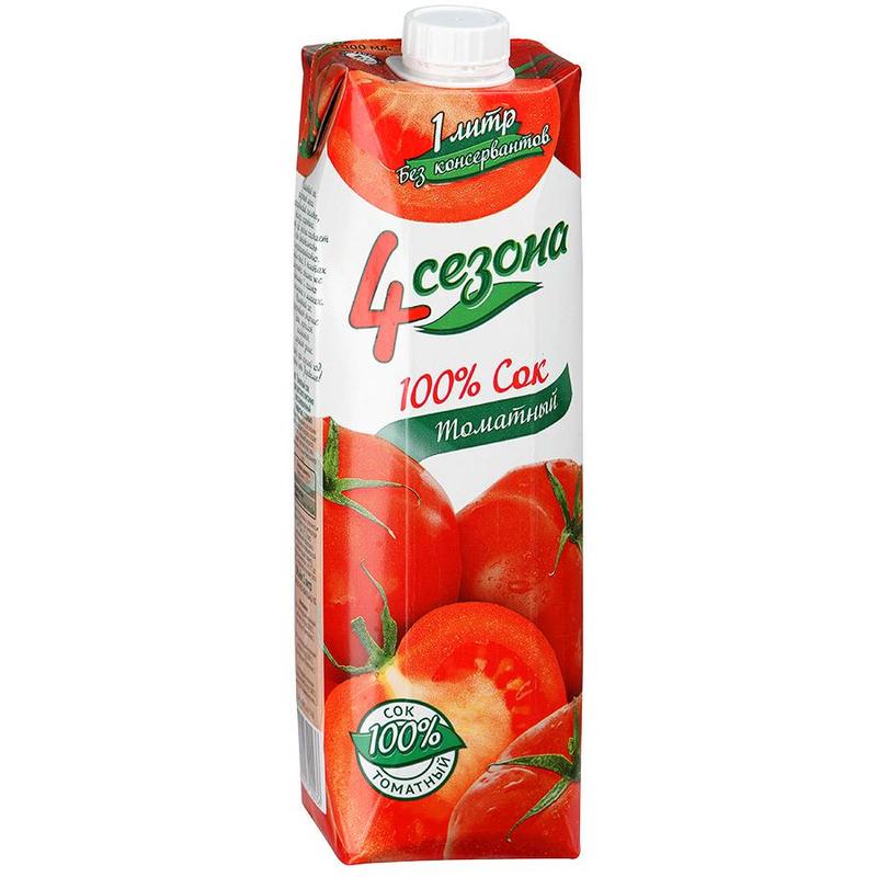 Сок 4 сезона Томатный, 1 л сок santal томатный 1 л