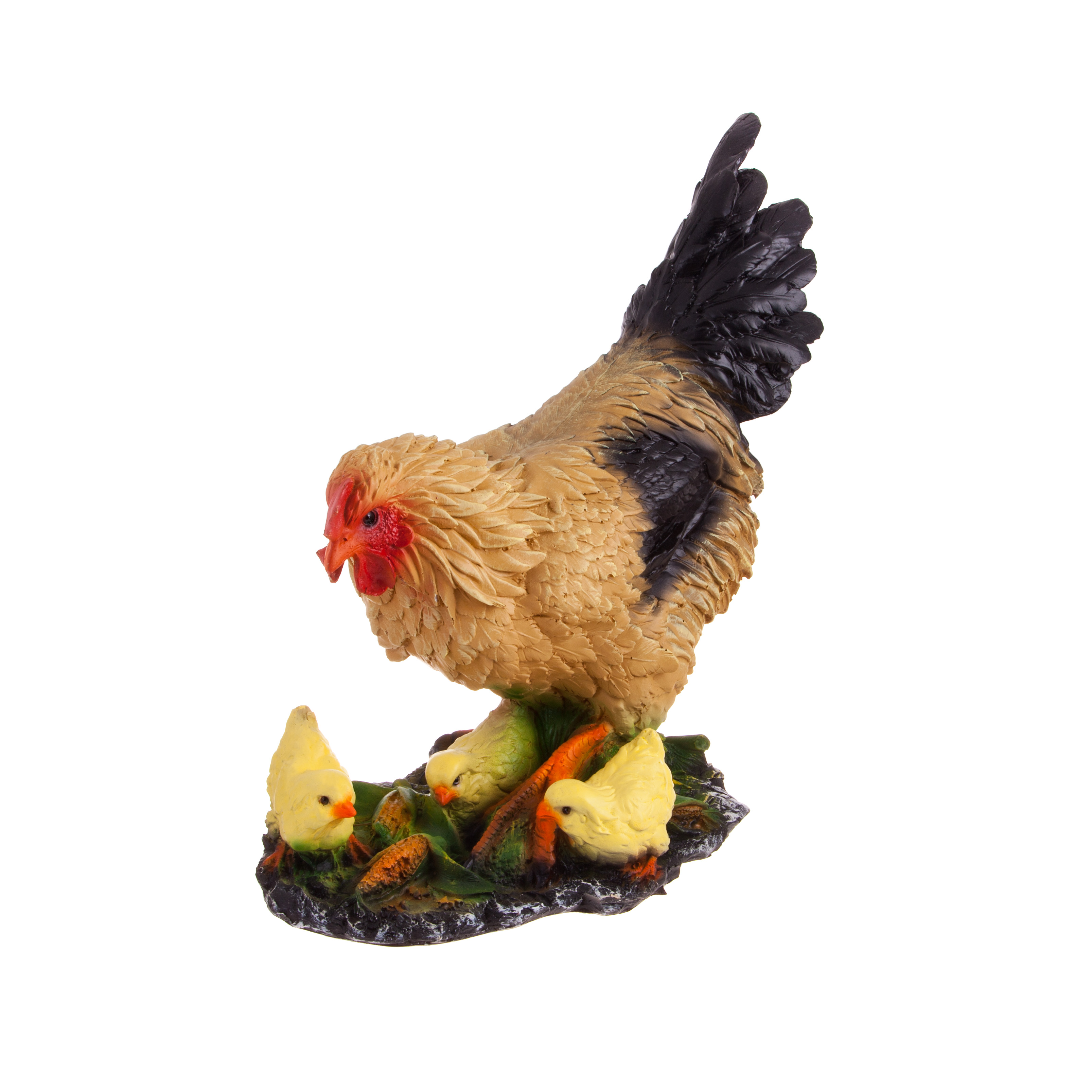Фигура садовая Курица с цыплятами с зерном (F546)