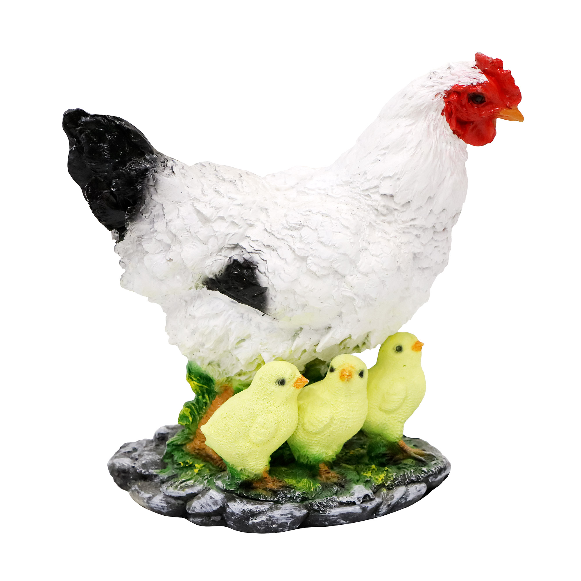цена Декоративная садовая фигура Тпк полиформ Курица с тремя цыплятами Н-28см,L30cм