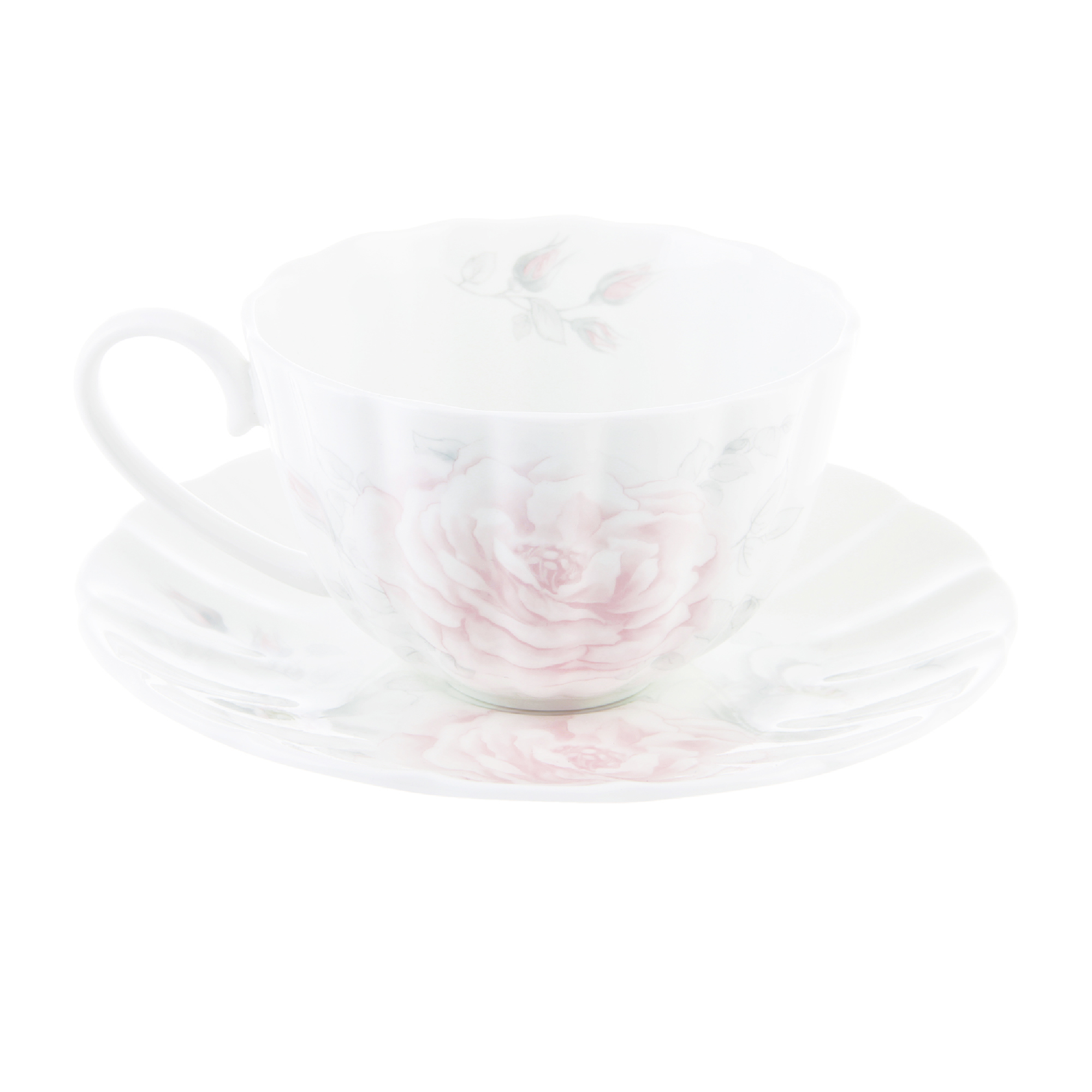 Чашка чайная 300 мл с блюдцем белая шиповник Hatori чайная чашка serax белая 180 мл