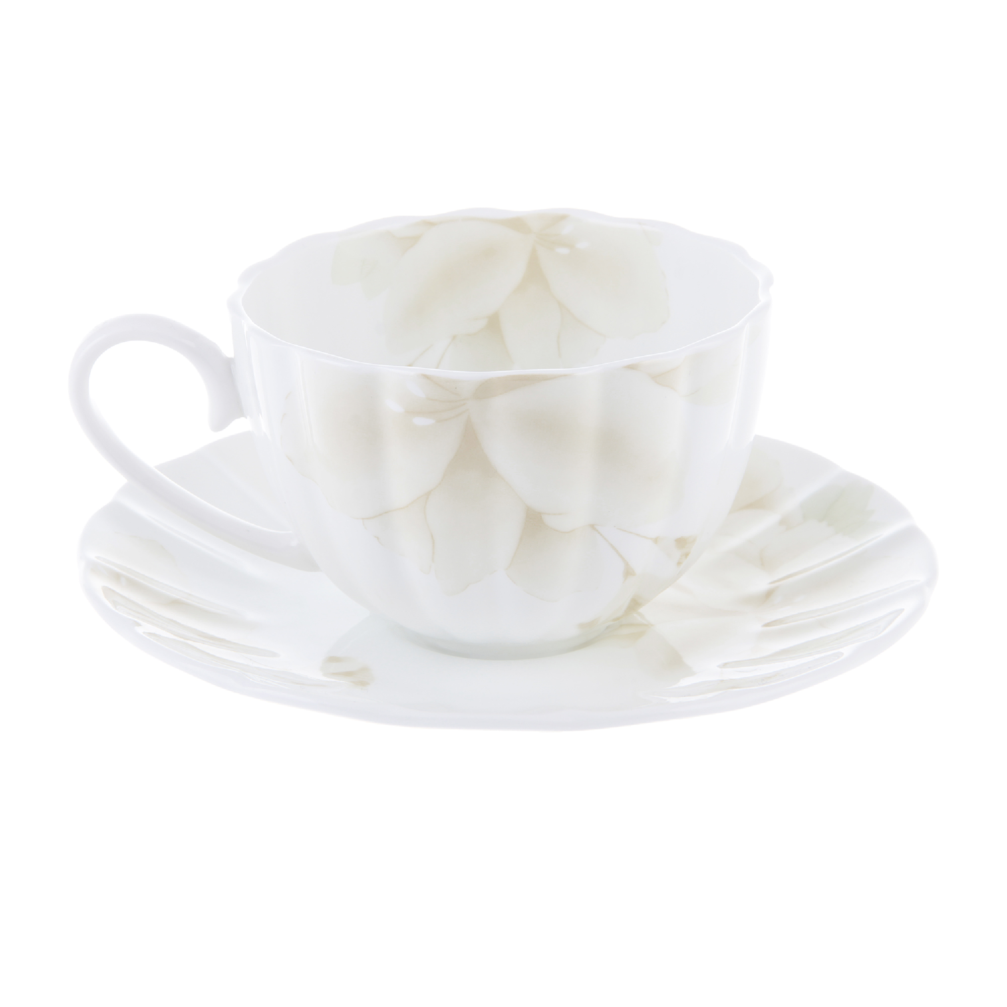 Чашка чайная 300 мл с блюдцем магнолия крем Hatori чашка чайная 300 мл с блюдцем белая шиповник hatori
