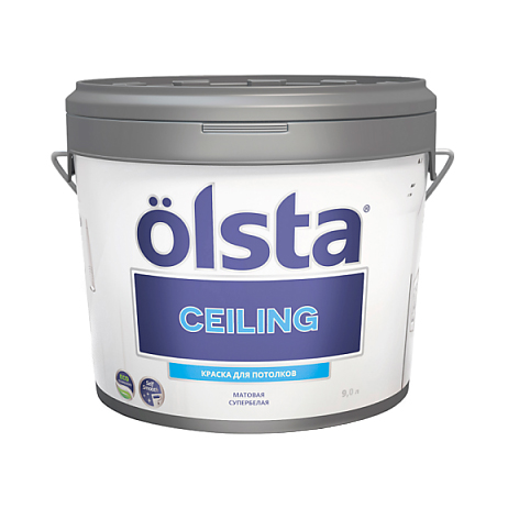 краска фасадная высокоэластичная olsta elastomeric база а белая 2 7л Краска Olsta Ceiling База А 0,9 л