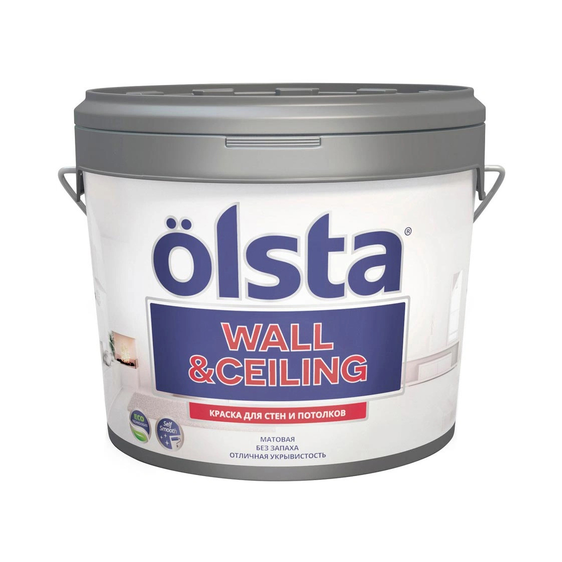 Краска Olsta Wall&Ceiling База А 0,9 л краска интерьерная olsta wall and ceiling прозрачная 0 9 л