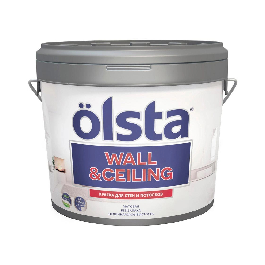 Краска Olsta Wall&Ceiling База А 9 л краска интерьерная olsta wall and ceiling прозрачная 0 9 л