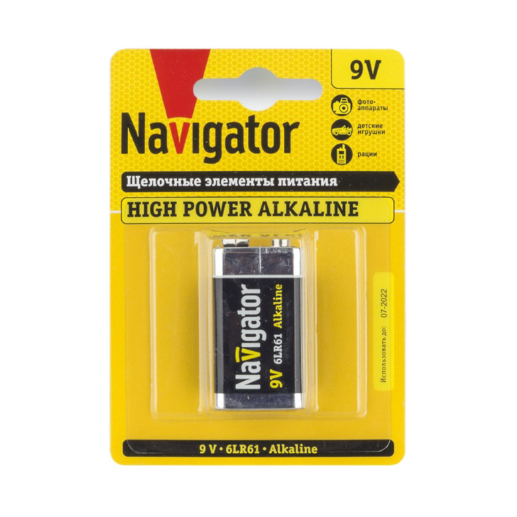 Батарейка Navigator NBT-NE-6LR61-BP1 элемент питания navigator 94 787 nbt ne lr03 box24 блистер 24 штуки