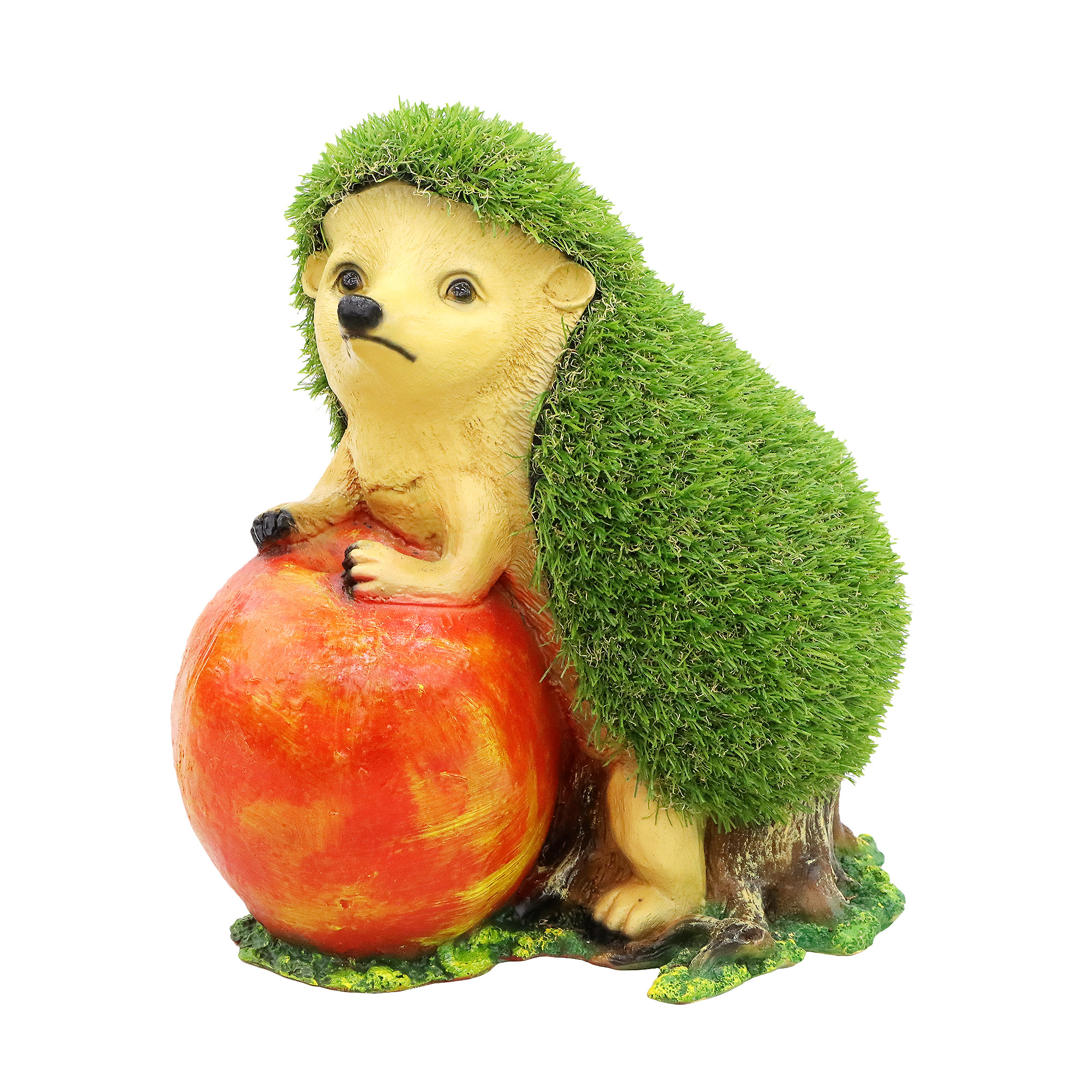 Декоративная садовая фигура покрытая травой Тпк полиформ Ежик с яблоком 38см фигура садовая ежик с яблоками тпк полиформ