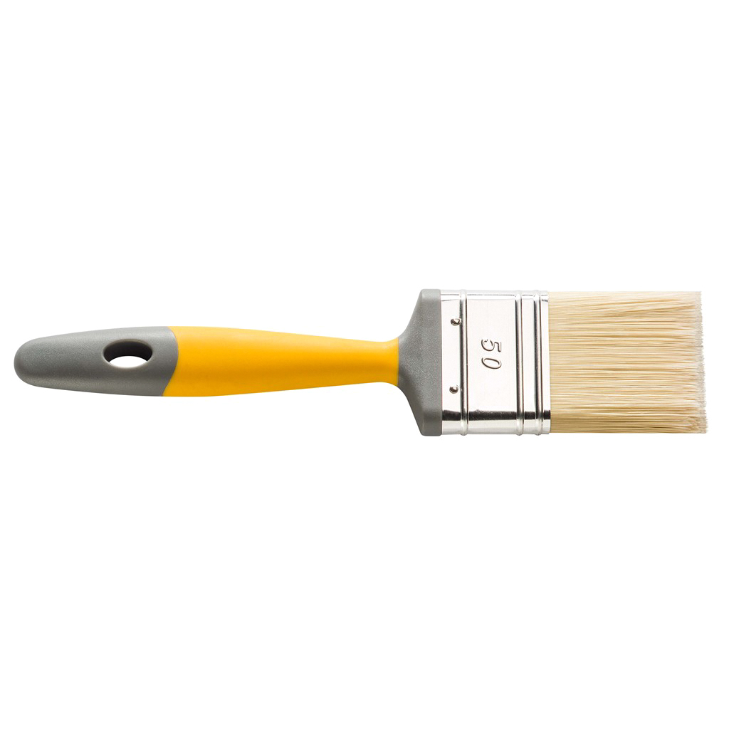 Кисть плоская Hardy N90, желтая, 25 мм, светлая щетина, полиэстер, ручка 2К кисть плоская hardy n33 натуральная щетина светлая длина ворса 61 мм лакированная деревянная ручка 4