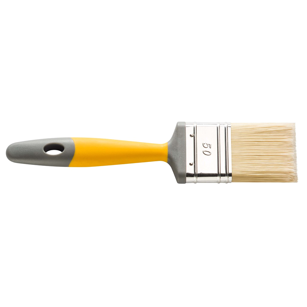 Кисть плоская Hardy N90, желтая, 50 мм, светлая щетина, ручка 2К