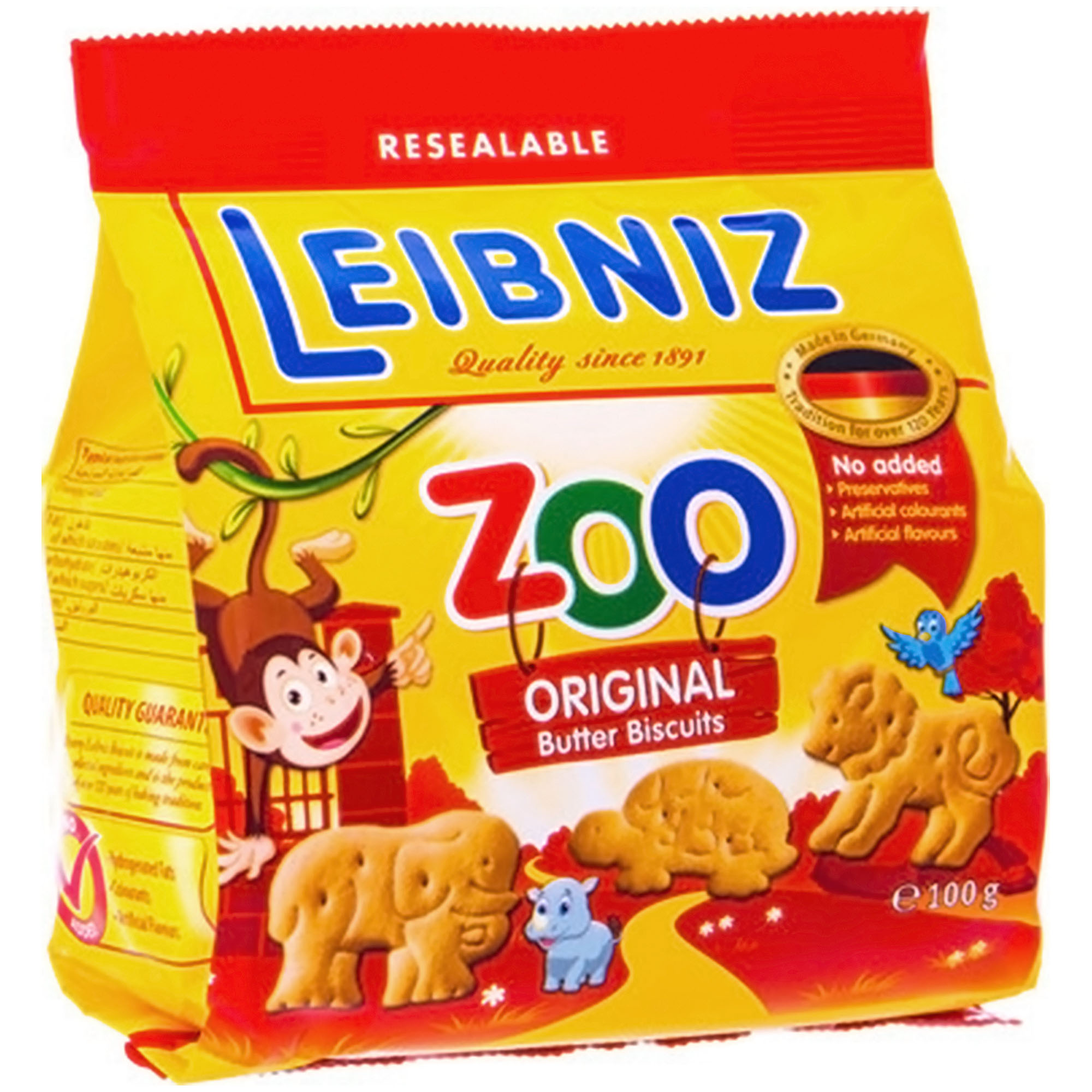 Печенье Leibniz Zoo сливочное с фигурками животных, 100 г