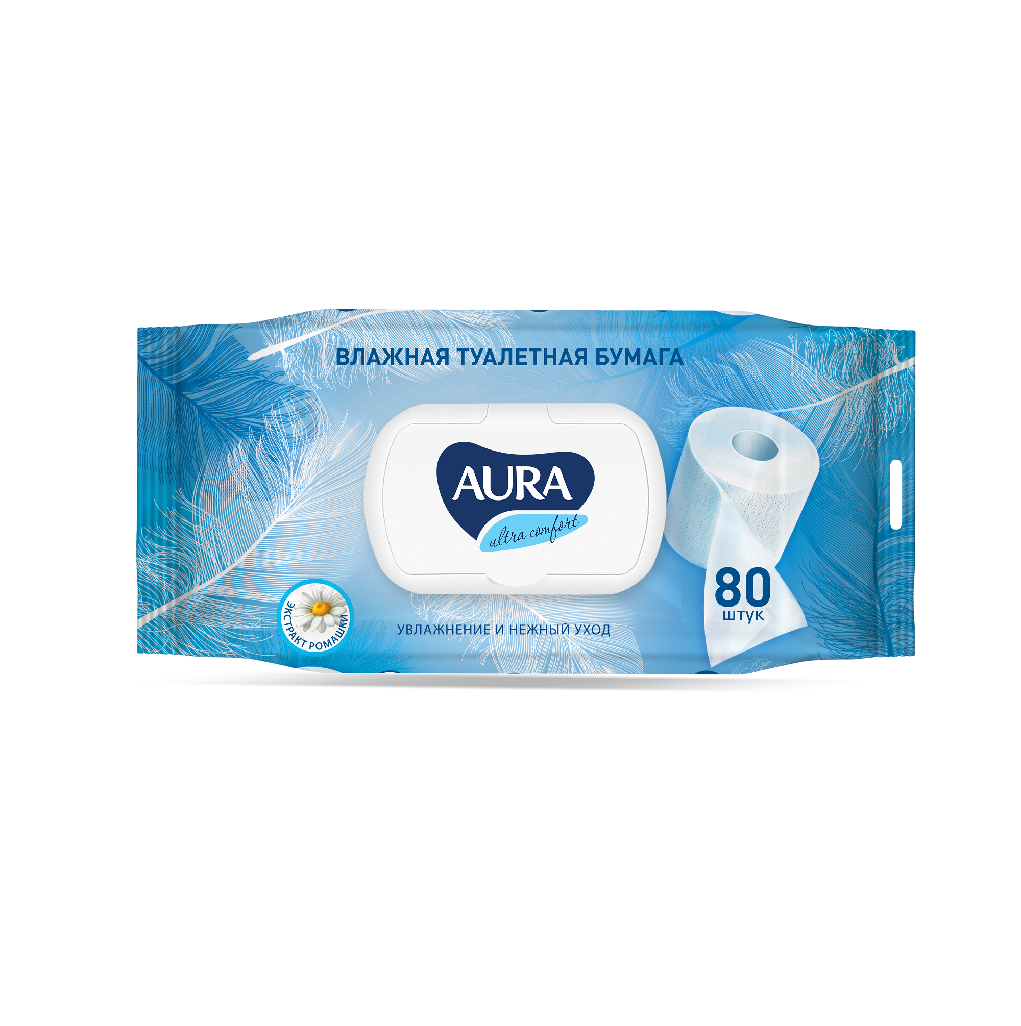 Влажная Туалетная бумага Aura Ultra Comfort 80 шт туалетная бумага влажная aura chamomile 72 шт