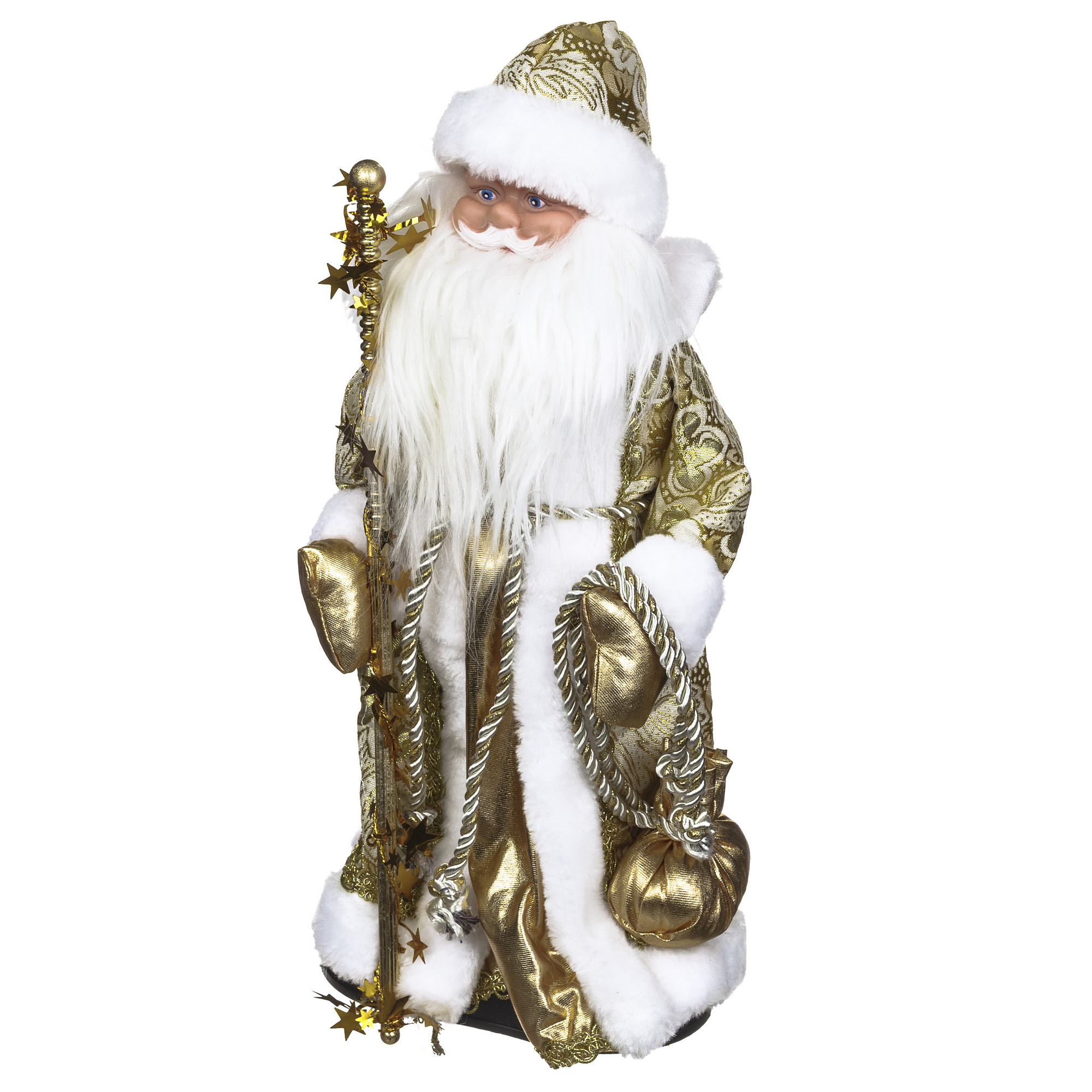 Дед мороз в золотой шубе с мелодией 40см Sote toys 14A07-16