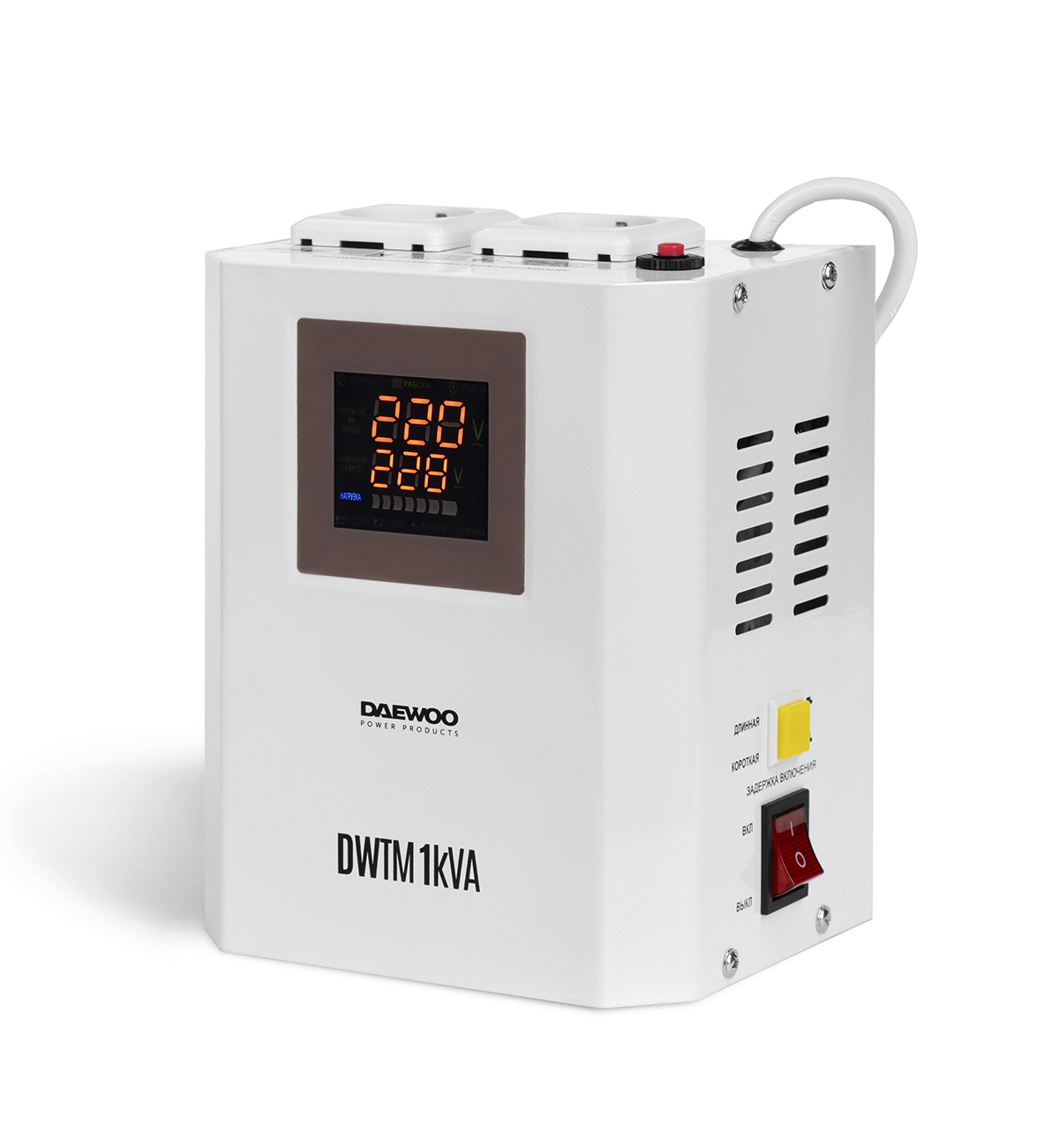 Стабилизатор напряжения настенный DAEWOO DW-TM1kVA стабилизатор 1ф 500ва цифровой настенный от 110в до 270в boiler iek