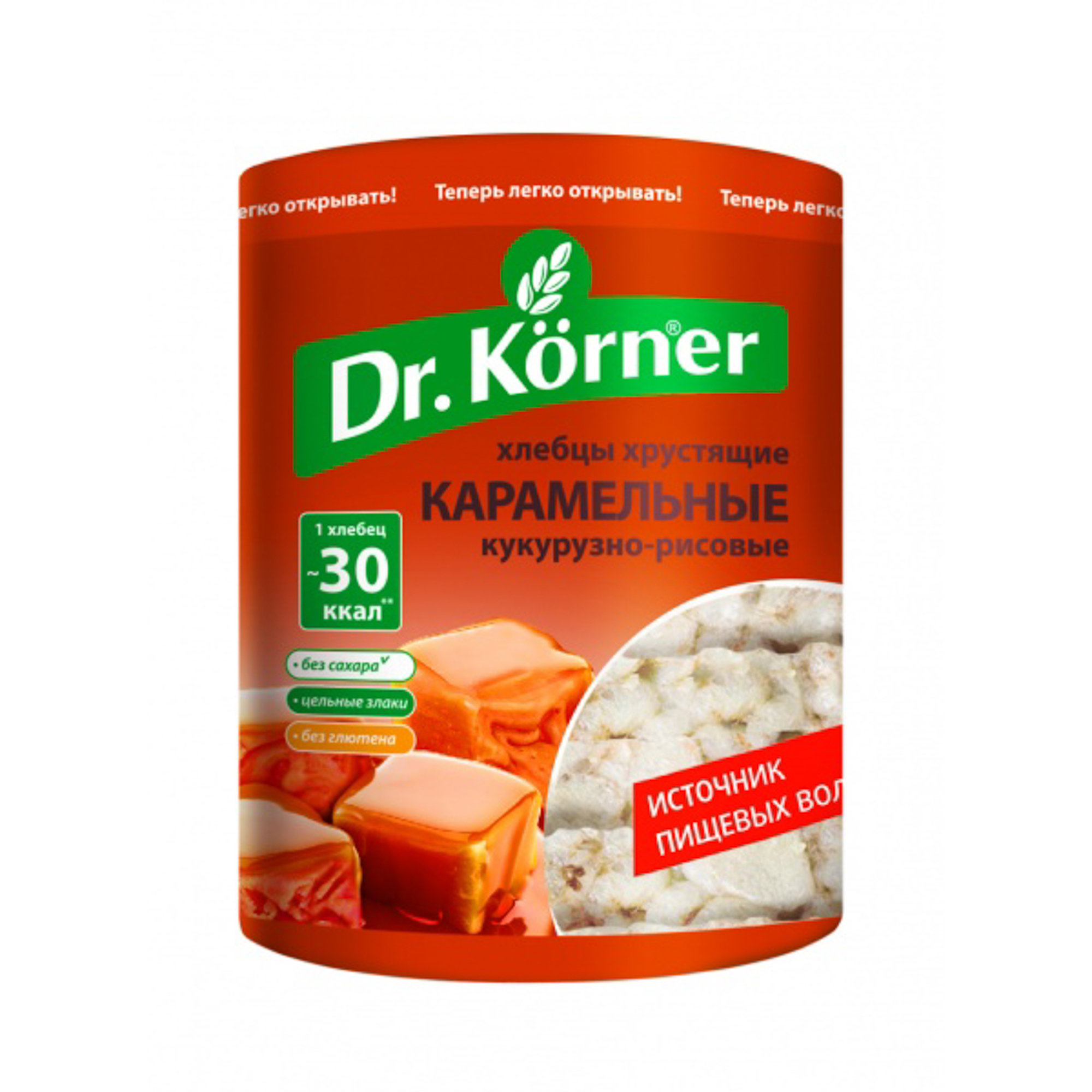 Хлебцы Dr.Korner хрустящие кукурузно-рисовые карамельные 90 г хлебцы take a bite рисовые с морковью и томатом 150 гр