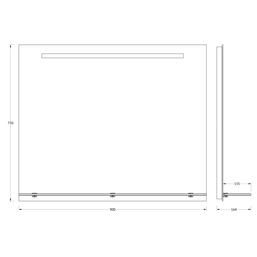 Зеркало Evoform с полочкой 90 см со встроенным LED-светильником 6,5 W 90x75 см Вид№3