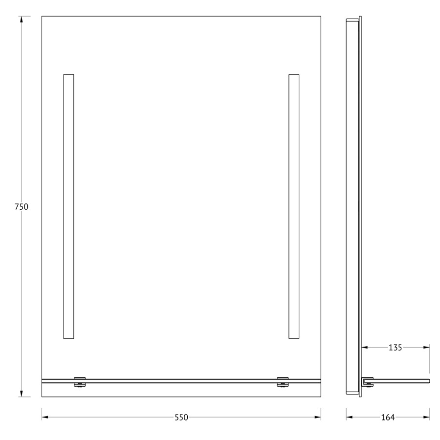 Зеркало Evoform с полочкой 55 см с 2-мя встроенными LED-светильниками 11 W 55x75 см Вид№3