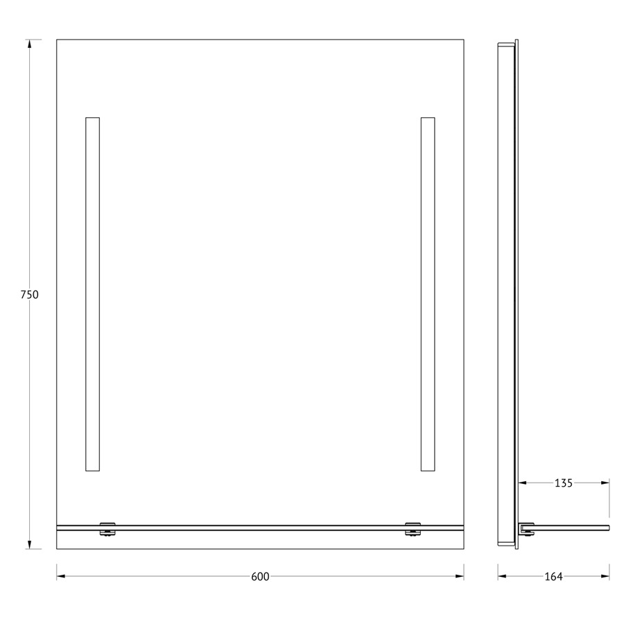 Зеркало Evoform с полочкой 60 см с 2-мя встроенными LED-светильниками 11 W 60x75 см Вид№3