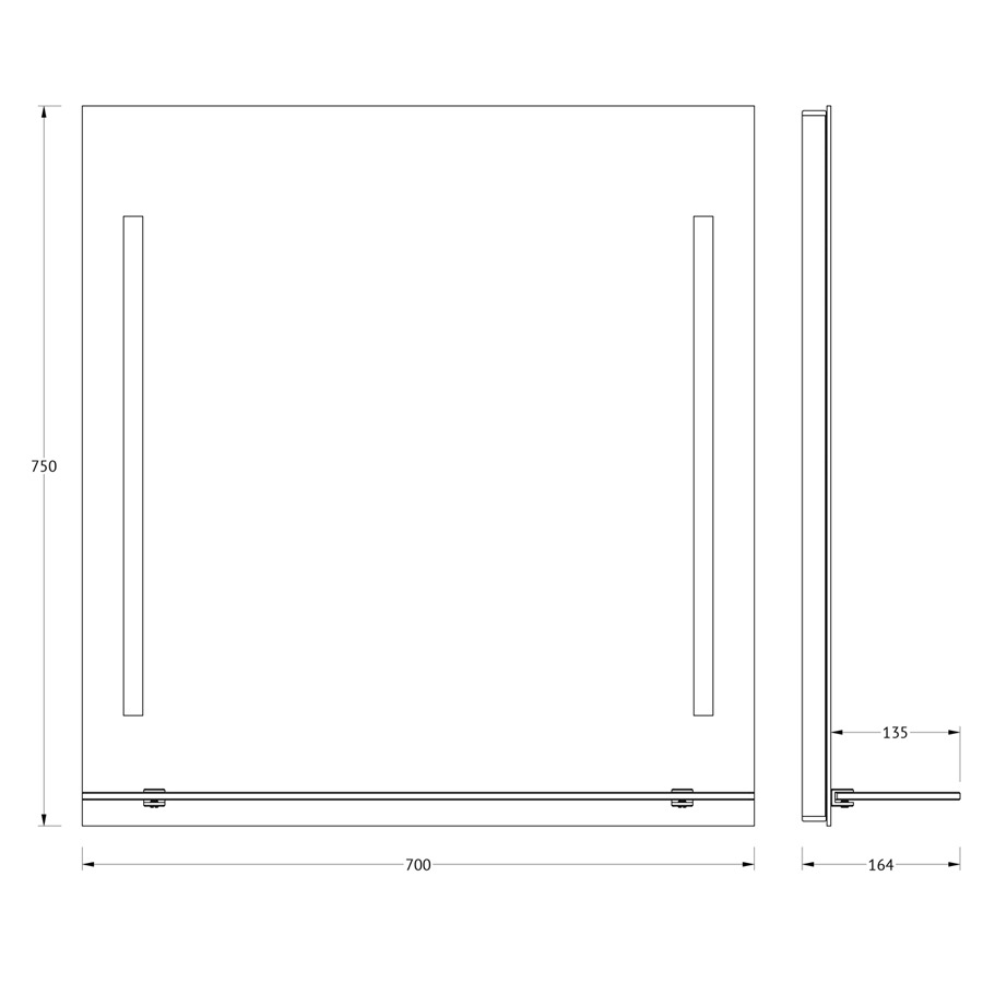 Зеркало Evoform с полочкой 70 см с 2-мя встроенными LED-светильниками 11 W 70x75 см Вид№3