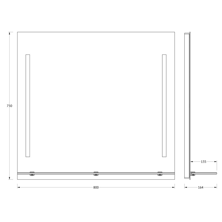 фото Зеркало evoform с полочкой 80 см с 2-мя встроенными led-светильниками 11 w 80x75 см