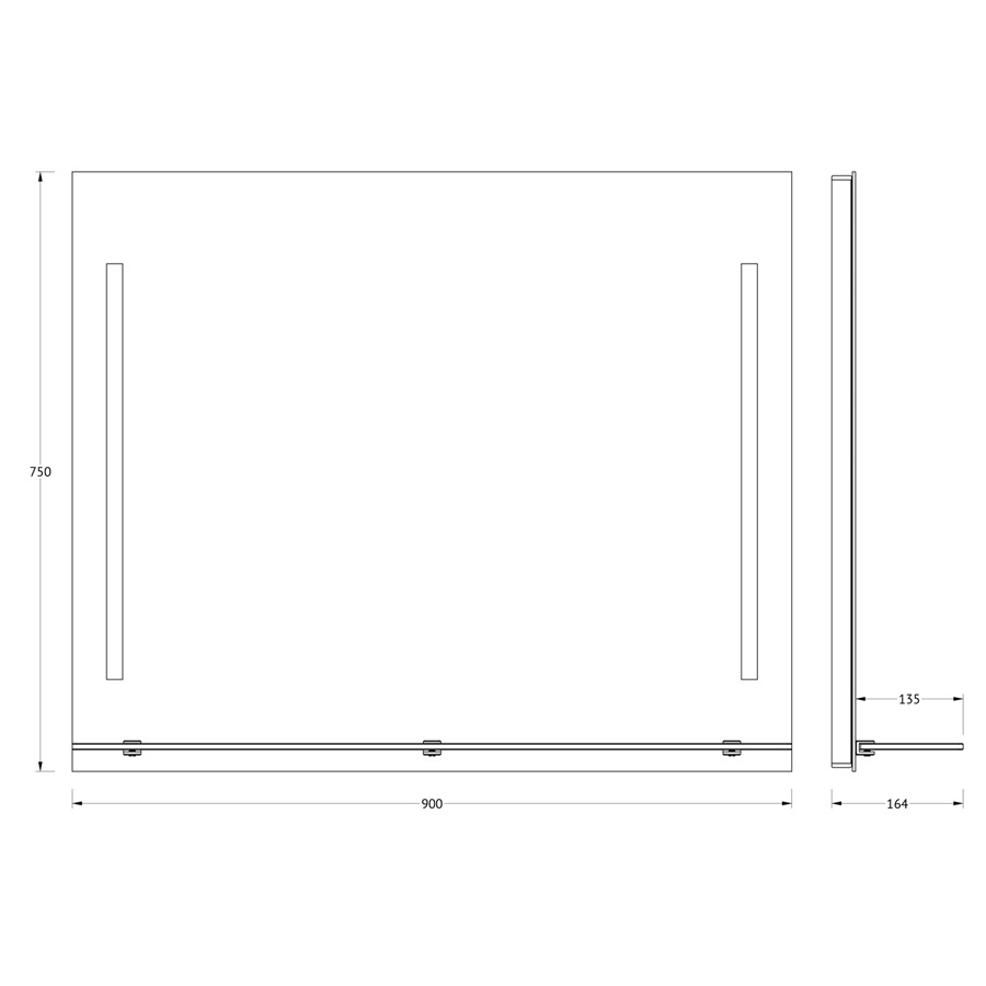 Зеркало Evoform с полочкой 90 см с 2-мя встроенными LED-светильниками 11 W 90x75 см Вид№3