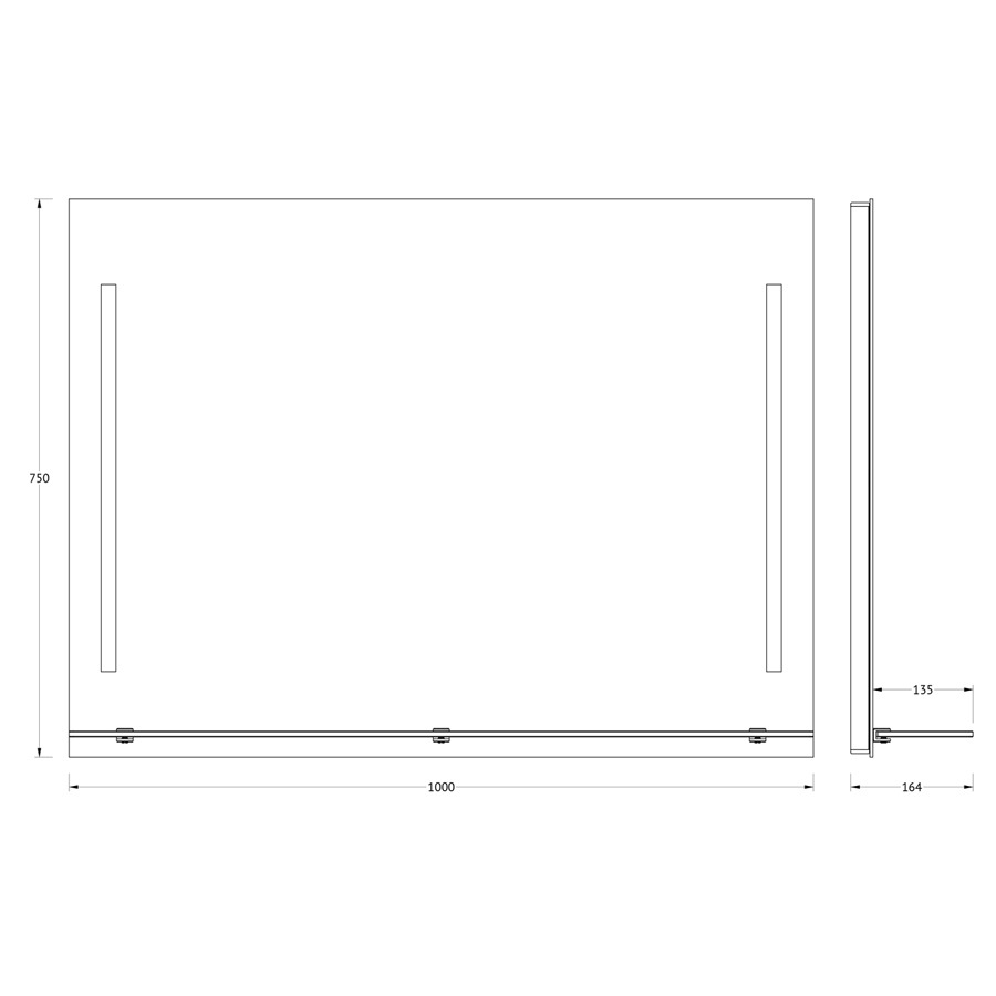 Зеркало Evoform с полочкой 100 см с 2-мя встроенными LED-светильниками 11 W 100x75 см Вид№3