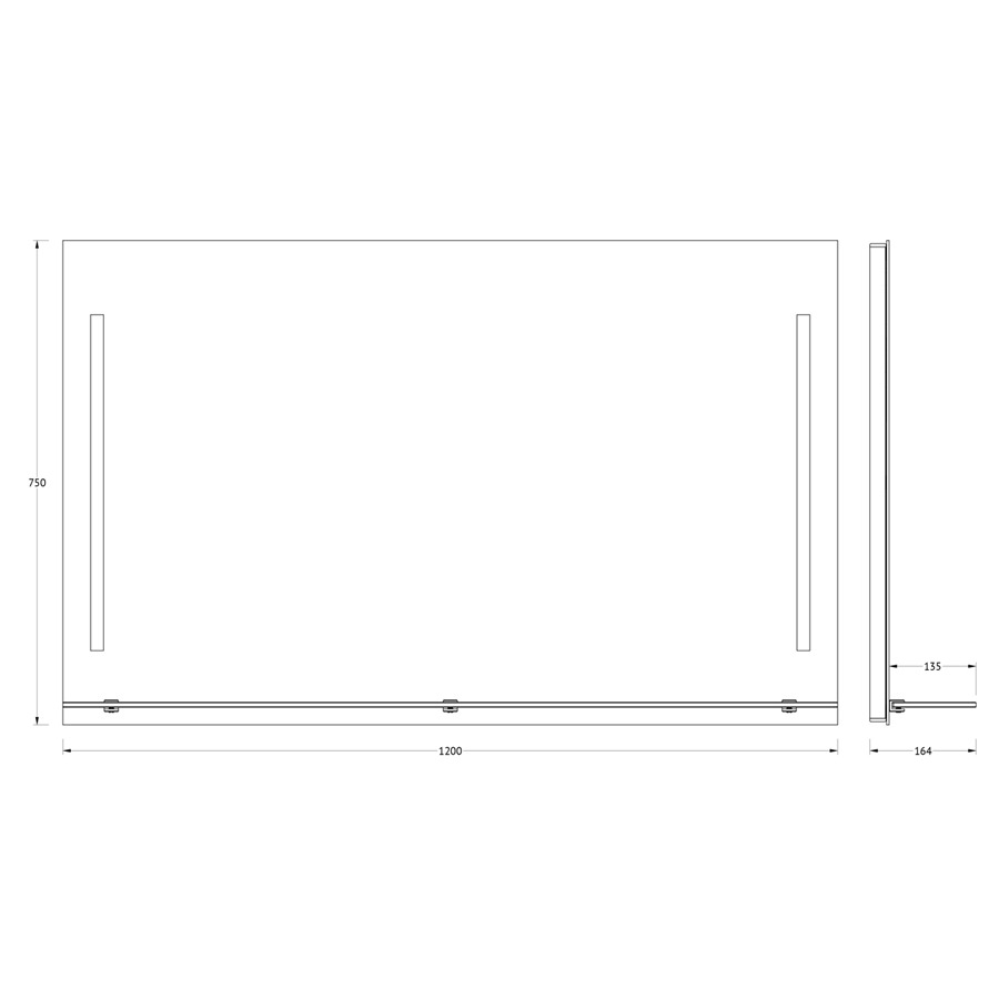 Зеркало Evoform с полочкой 120 см с 2-мя встроенными LED-светильниками 11 W 120x75 см Вид№3