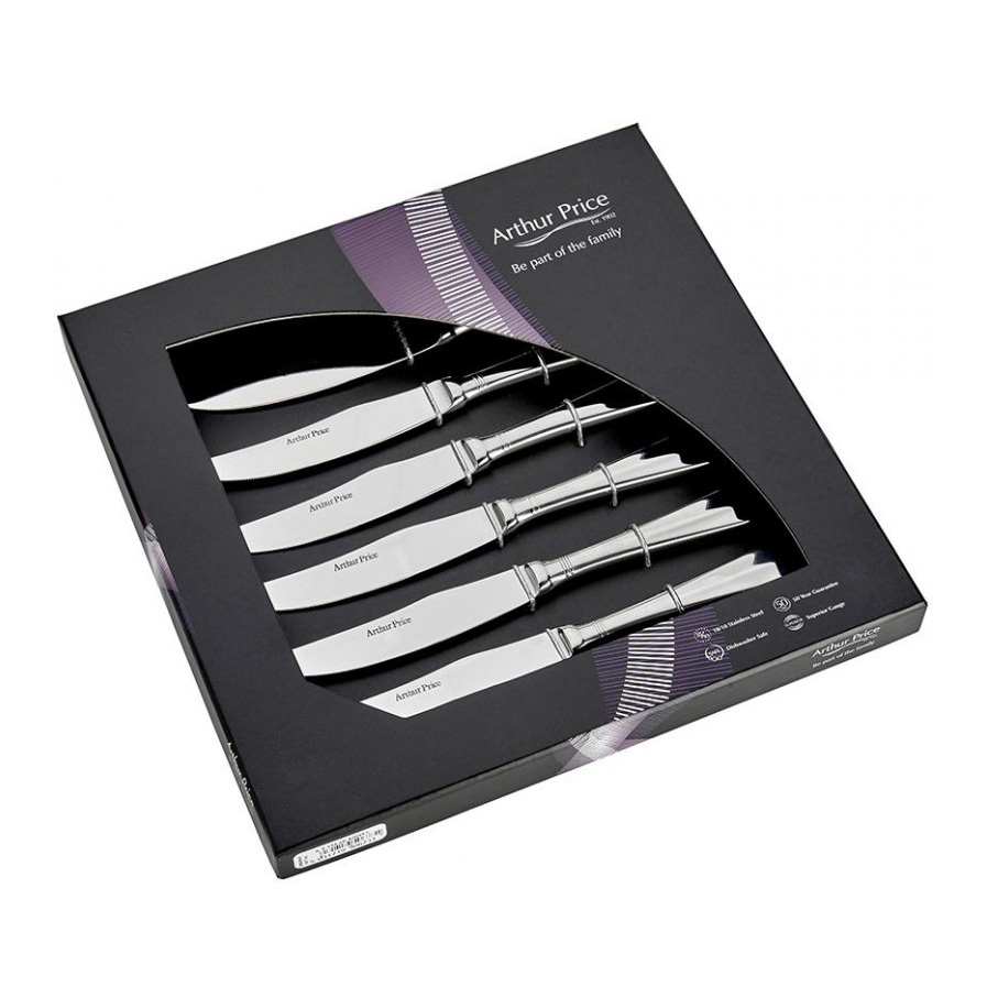 Набор ножей Arthur Price Rattail для стейка 6 персон 6 предметов, цвет серебряный - фото 1