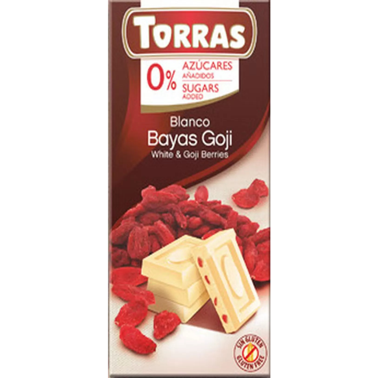 Шоколад  Torras белый с ягодами годжи без сахара 75 г тюльпан сахара ралли 1 уп 3шт фракция 11 12