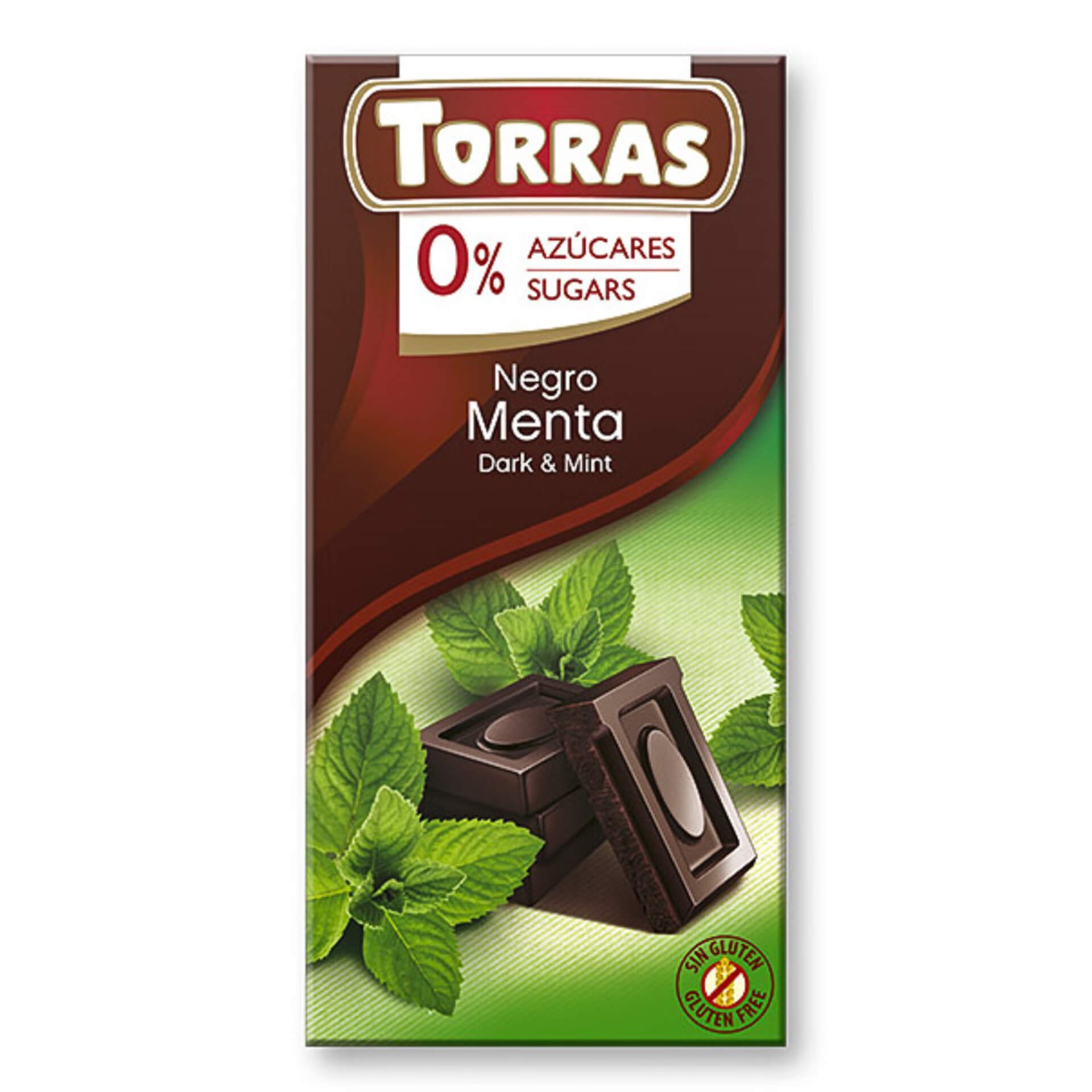 Шоколад  Torras темный с мятой без сахара 75 г шоколад torras темный 43% без сахара с экстрактом овсяных хлопьев пастой из фундука и кусочками апельсина 100 г