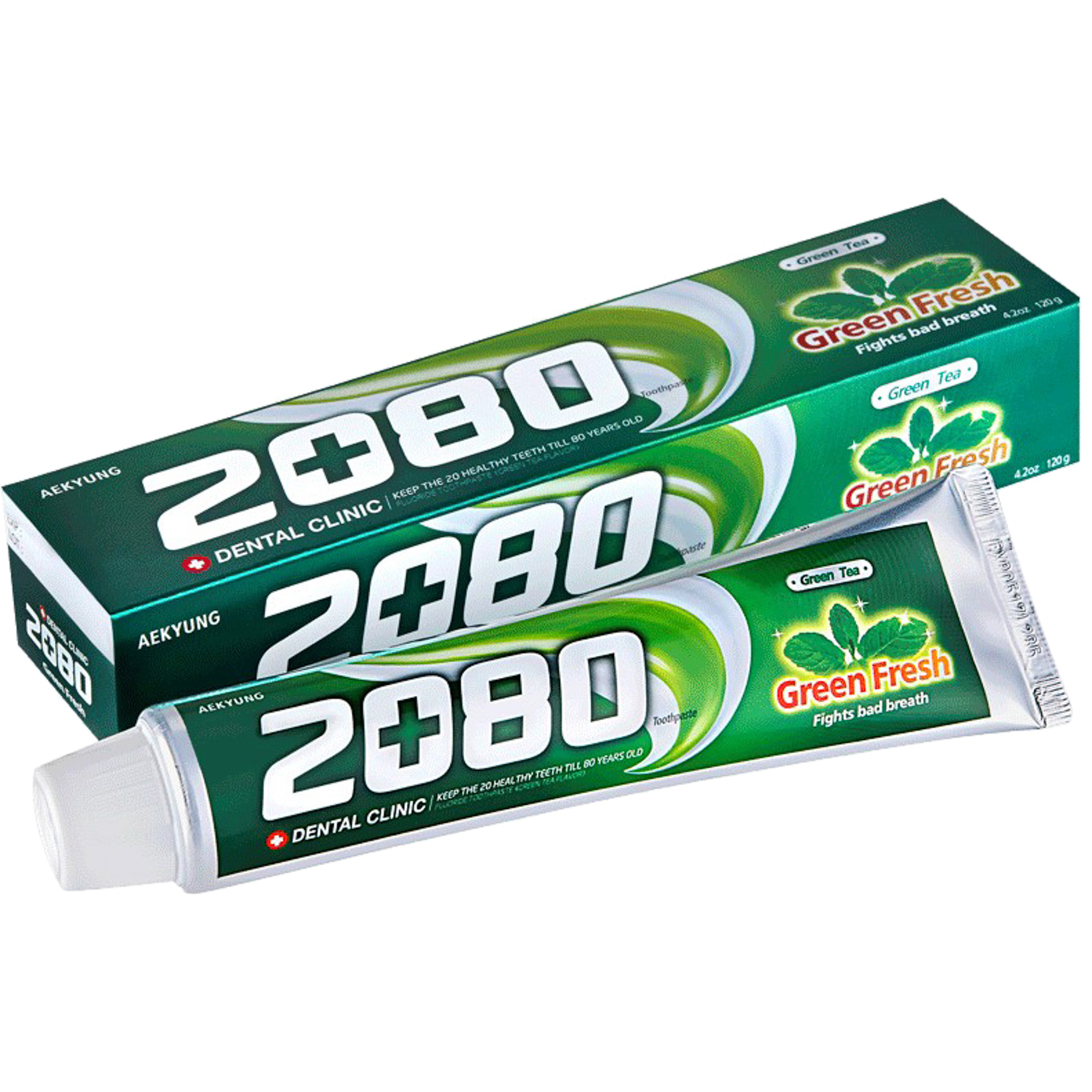 Зубная паста Kerasys Dental Clinic 2080 Green Fresh Зеленый чай 120 г паста зубная для защиты от кариеса lion fresh