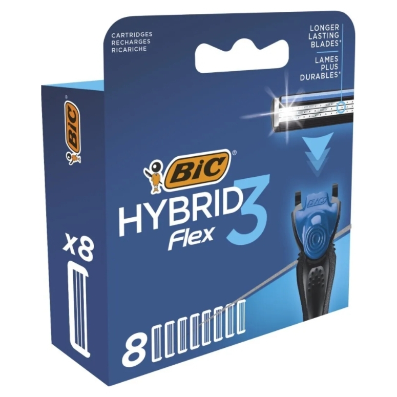 Сменные кассеты для бритья BIC Flex Hybrid 3 8 шт bic мужская бритва 3 лезвия hybrid 3 flex 2 сменные кассеты 69