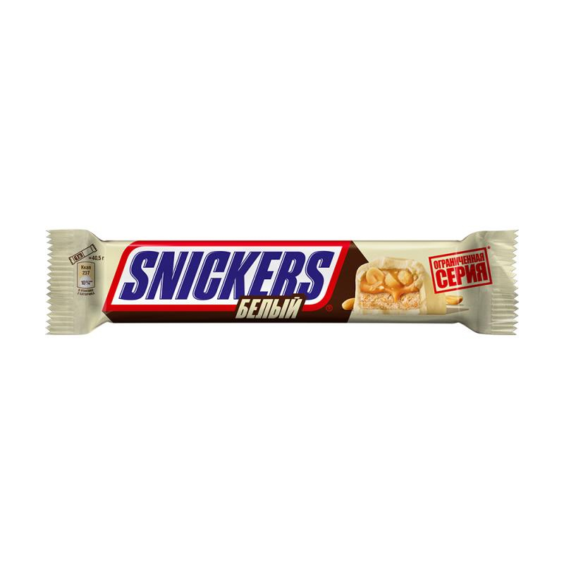 Snickers белый шоколад, 81 г парафин белый шоколад