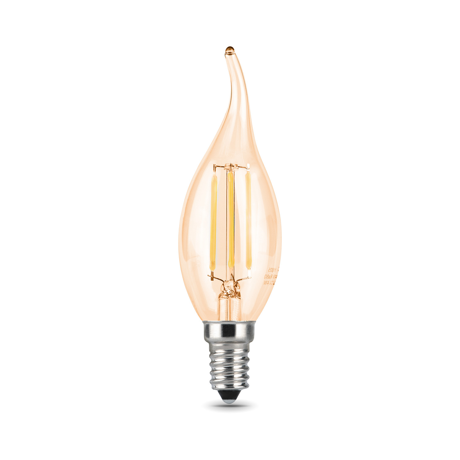 фото Лампа gauss led filament свеча на ветру e14 5w 420lm 4100k golden 1/10/50