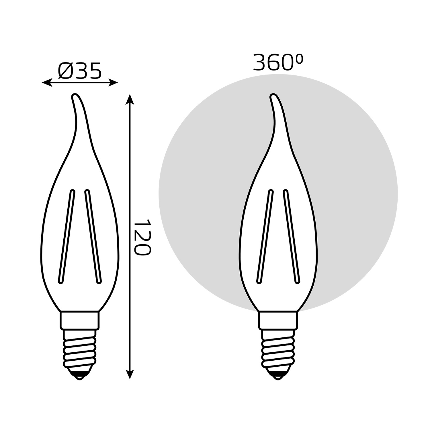 фото Лампа gauss led filament свеча на ветру e14 5w 420lm 4100k golden 1/10/50