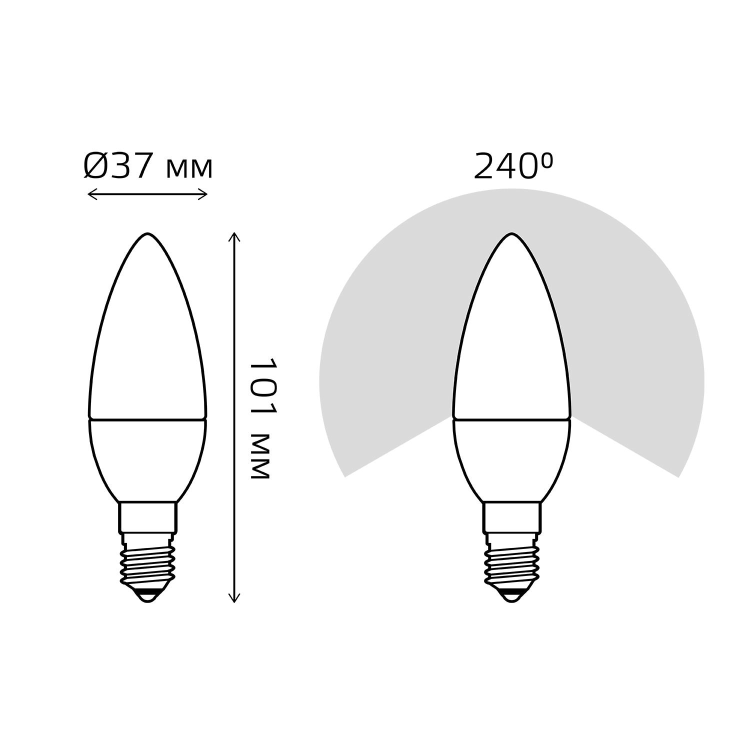 Лампа Gauss LED Свеча E14 7W 550lm 4100К step dimmable 1/10/100 Вид№6