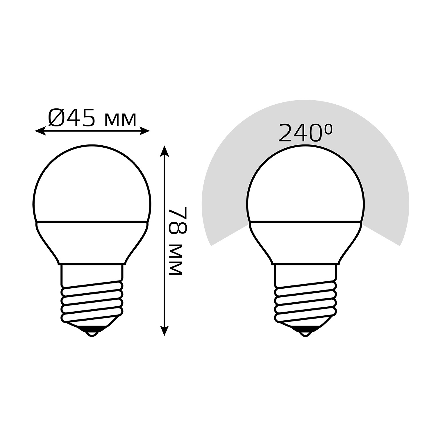 Лампа Gauss LED Шар E27 7W 550lm 4100K step dimmable 1/10/100 Вид№6