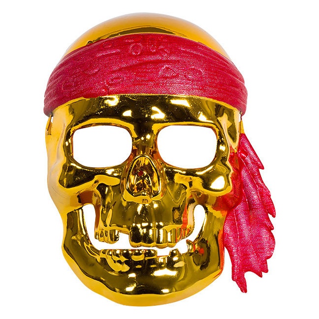 Маска Кубера череп в бандане золото с красным, цвет золотистый - фото 1