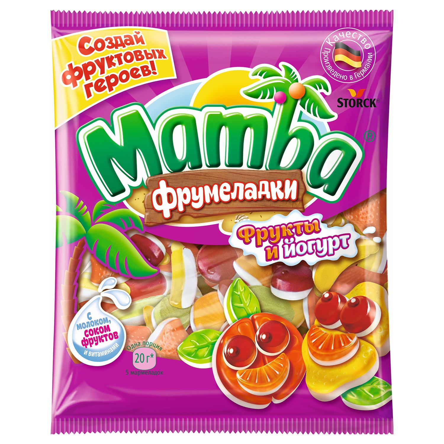 Жевательный мармелад Mamba фрукты и йогурт 72 г mamba жевательный мармелад mamba фруктовый микс 72 г