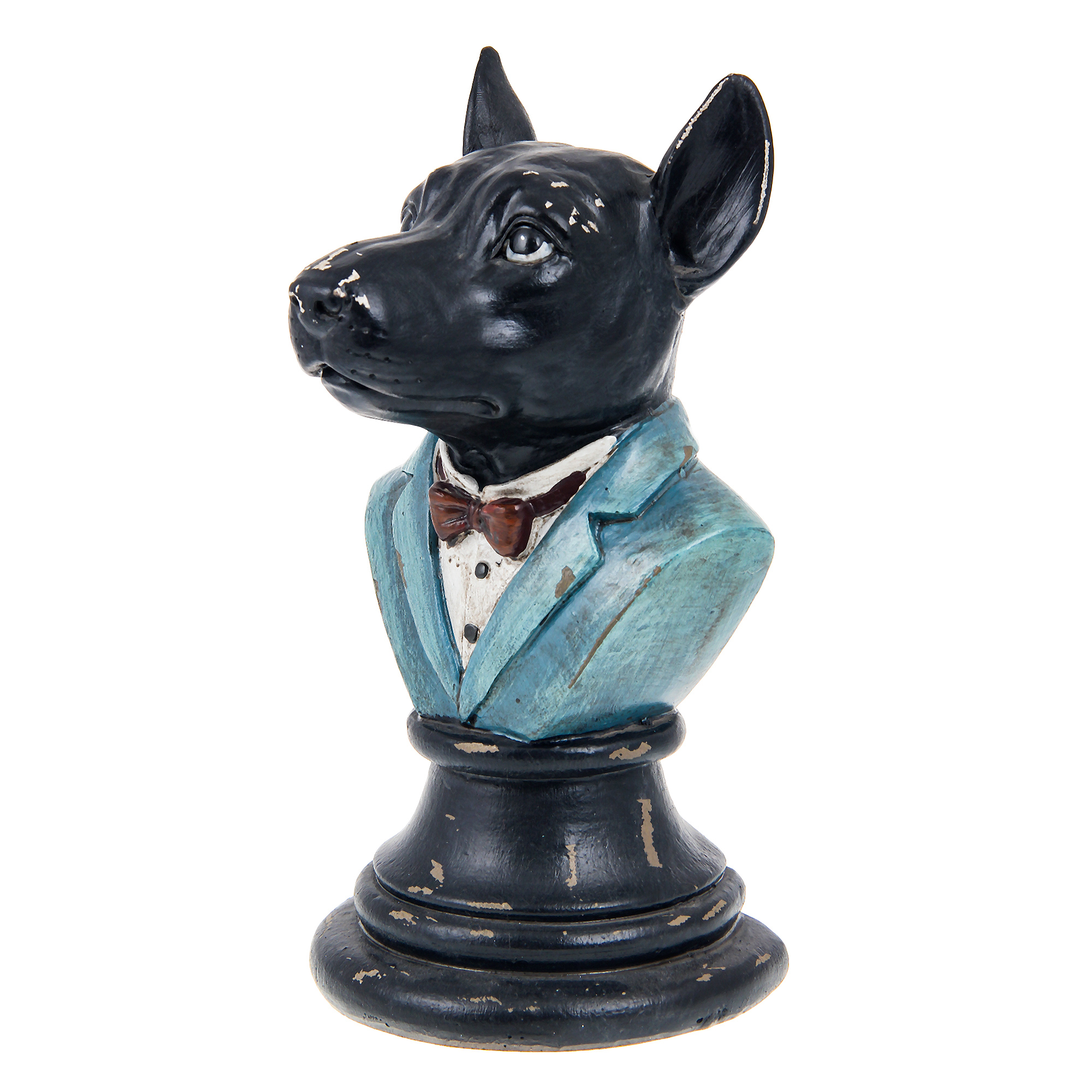 Бюст Royal gifts черная собака пинчер в синем пиджаке собака на панель авто качающая головой сп4
