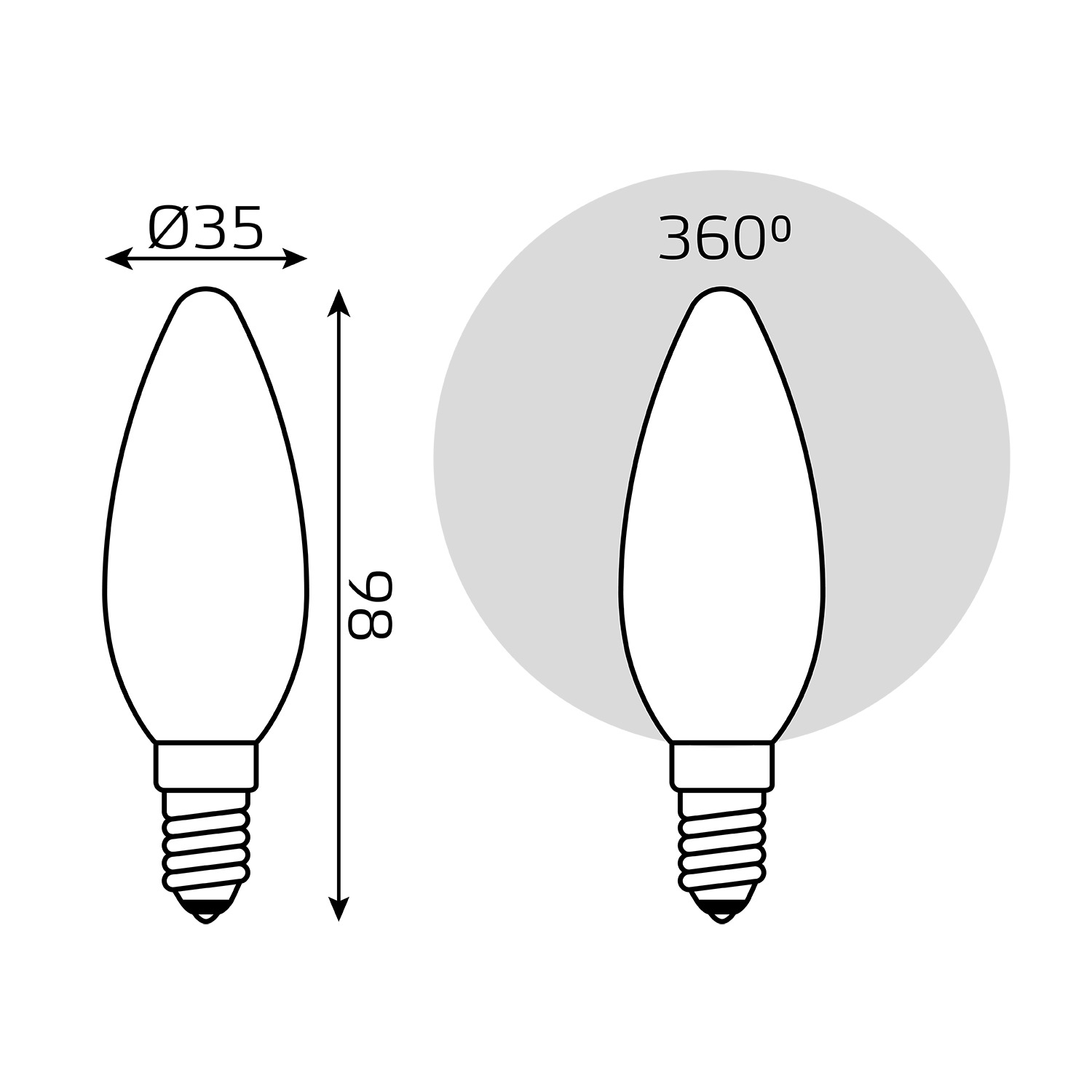 Лампа Gauss LED Filament Свеча OPAL E14 5W 420lm 2700К 1/10/50 Вид№6