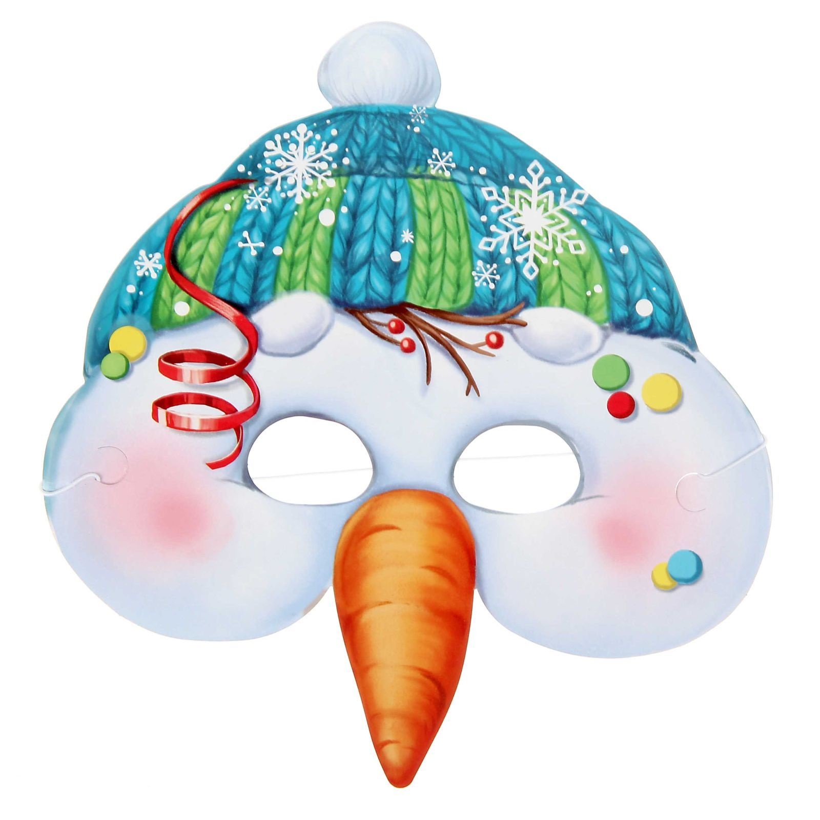 Маска карнавальная Сима ленд Снеговик, цвет мультиколор - фото 1