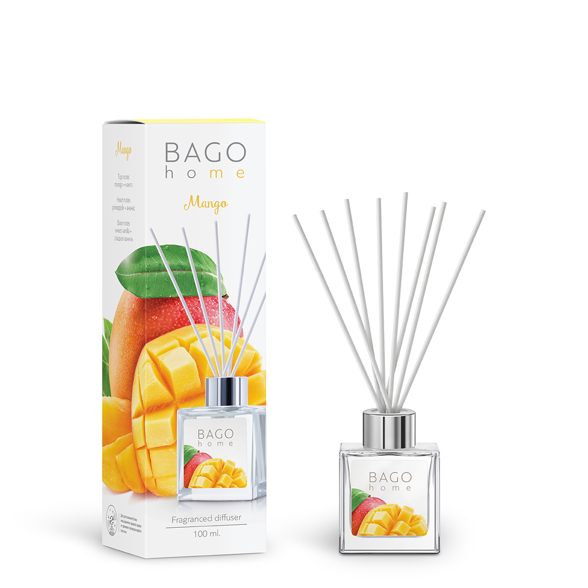 Ароматический диффузор BAGO home Манго 100 мл напиток добрый манго маракуйя 1 литр газ пэт 12 шт в уп
