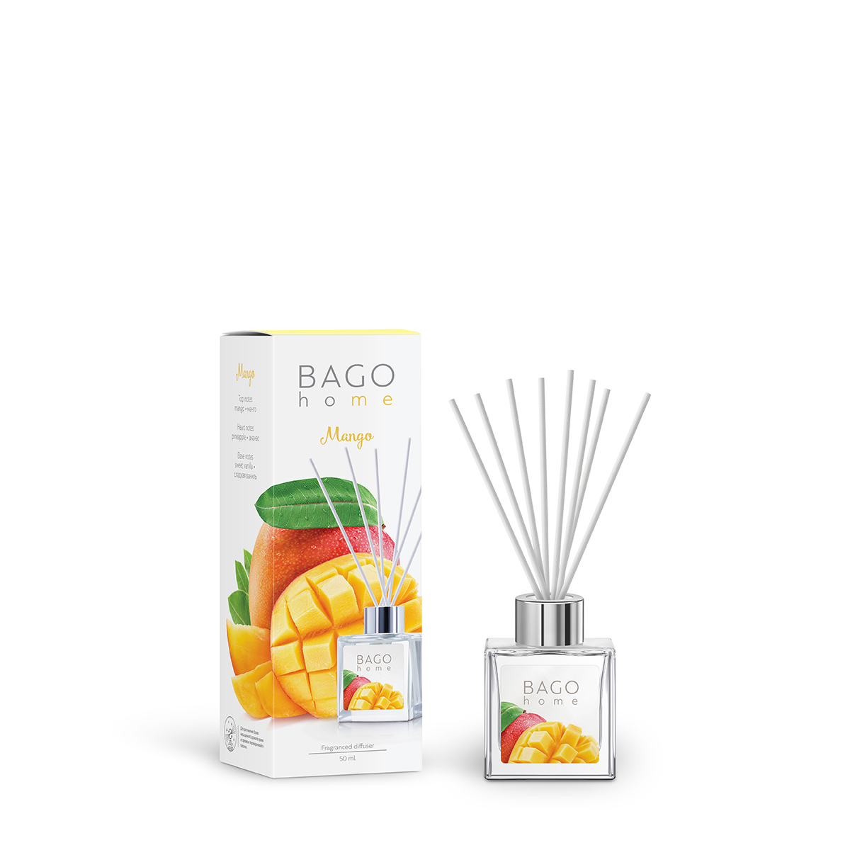 Ароматический мини-диффузор BAGO home Манго 50 мл напиток добрый манго маракуйя 1 литр газ пэт 12 шт в уп